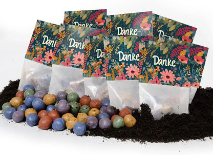 10x5 Blumenmurmeln im Tütchen – Danke