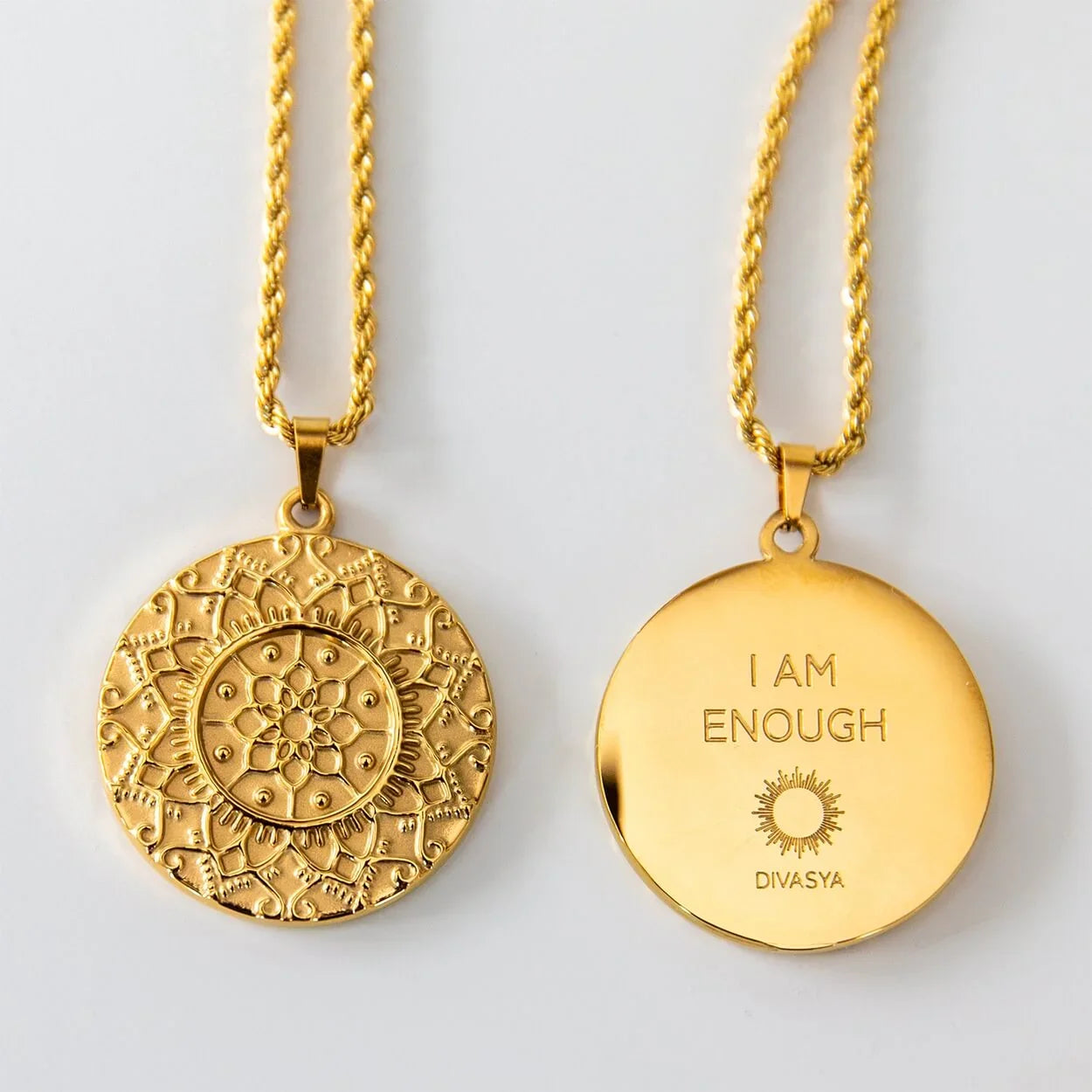 Kette mit Anhänger Mandala | vergoldet | I am enough