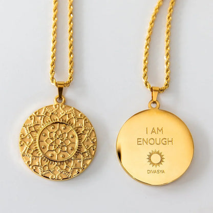 Kette mit Anhänger Mandala | vergoldet | I am enough
