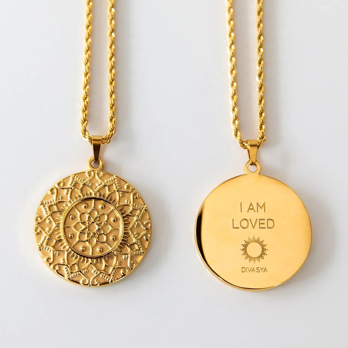 Kette mit Anhänger Mandala | vergoldet | I am loved