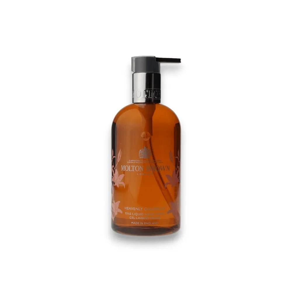 Amberfarbene Flüssigseife mit Pumpspender, florales Design, Luxus Handwaschgel