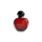 Roter Parfumflakon Hypnotic Poison mit schwarzem Verschluss auf weißem Hintergrund