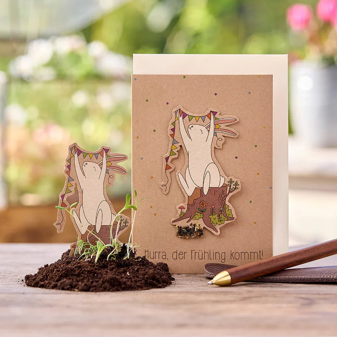 Osterkarte "Hurra, der Frühling kommt"