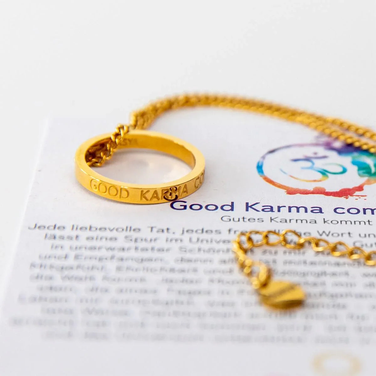 Kette mit Ring | vergoldet | Good Karma comes back