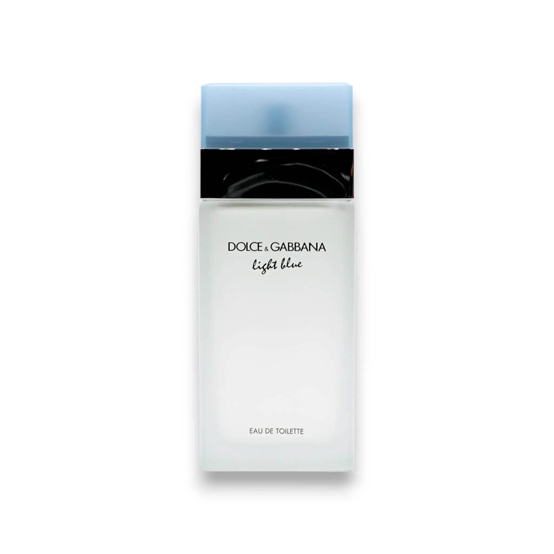 Dolce & Gabbana Light Blue Eau de Toilette Flakon mit hellblauem Deckel vor weißem Hintergrund