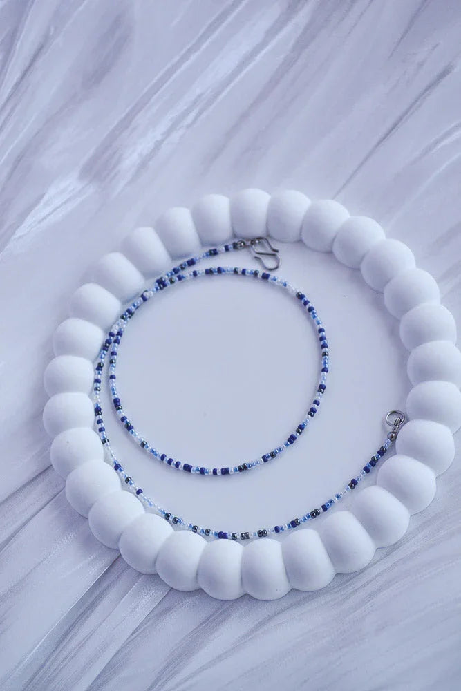 Perlenkette Blautöne