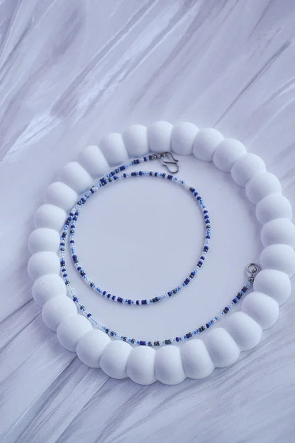 Perlenkette Blautöne