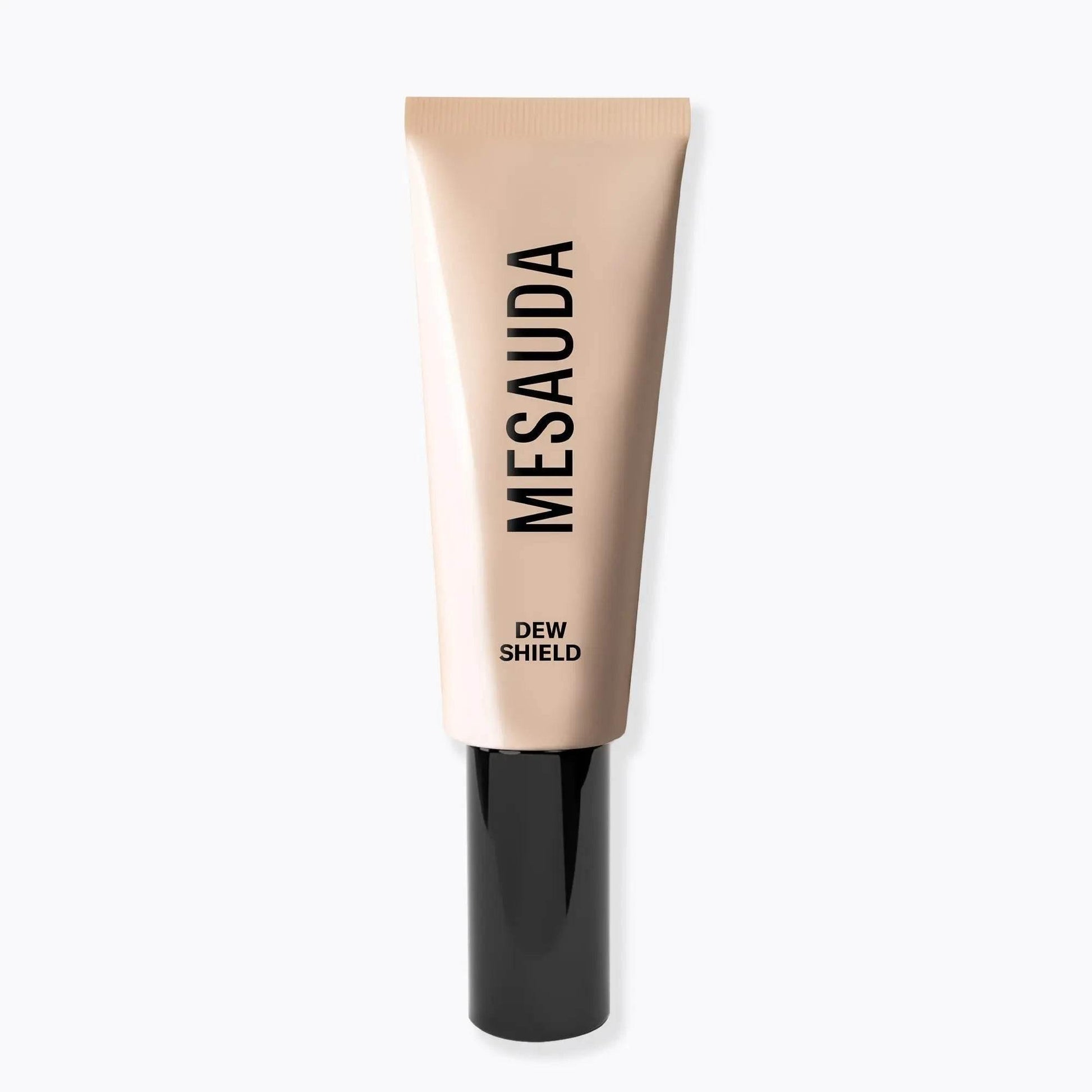 Getönte Feuchtigkeitscreme mit SPF 20, Tube, Mesauda Dew Shield, auf weißem Hintergrund