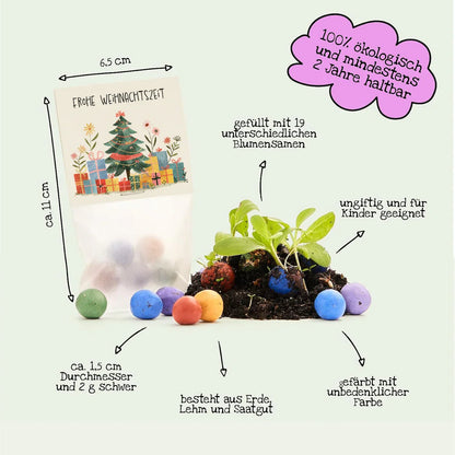 10x5 Blumenmurmeln im Tütchen "Frohe Weihnachtszeit"