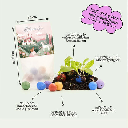 10x5 Blumenmurmeln im Tütchen – Blütenzauber