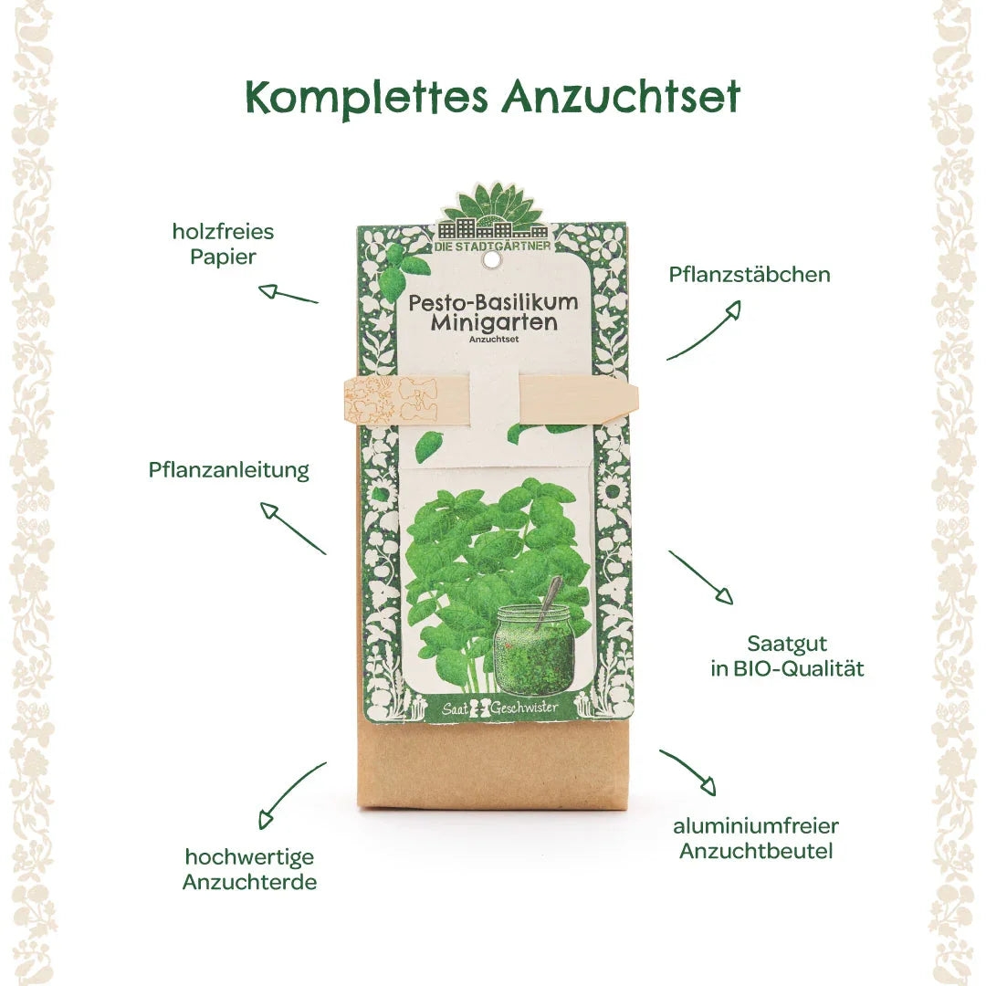 Anzuchtset – Minigarten BIO-Basilikum