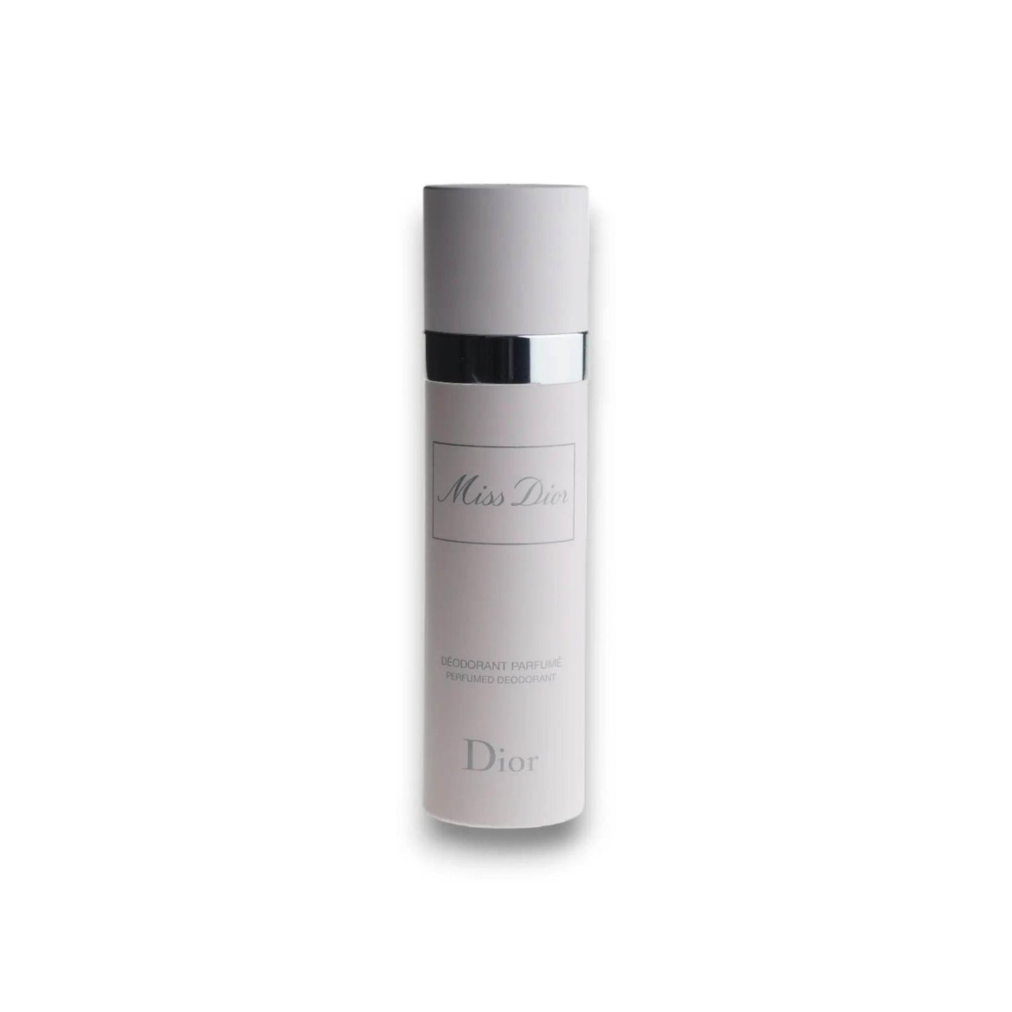 Miss Dior parfümierter Deodorant Spray, eleganter Flakon auf weißem Hintergrund