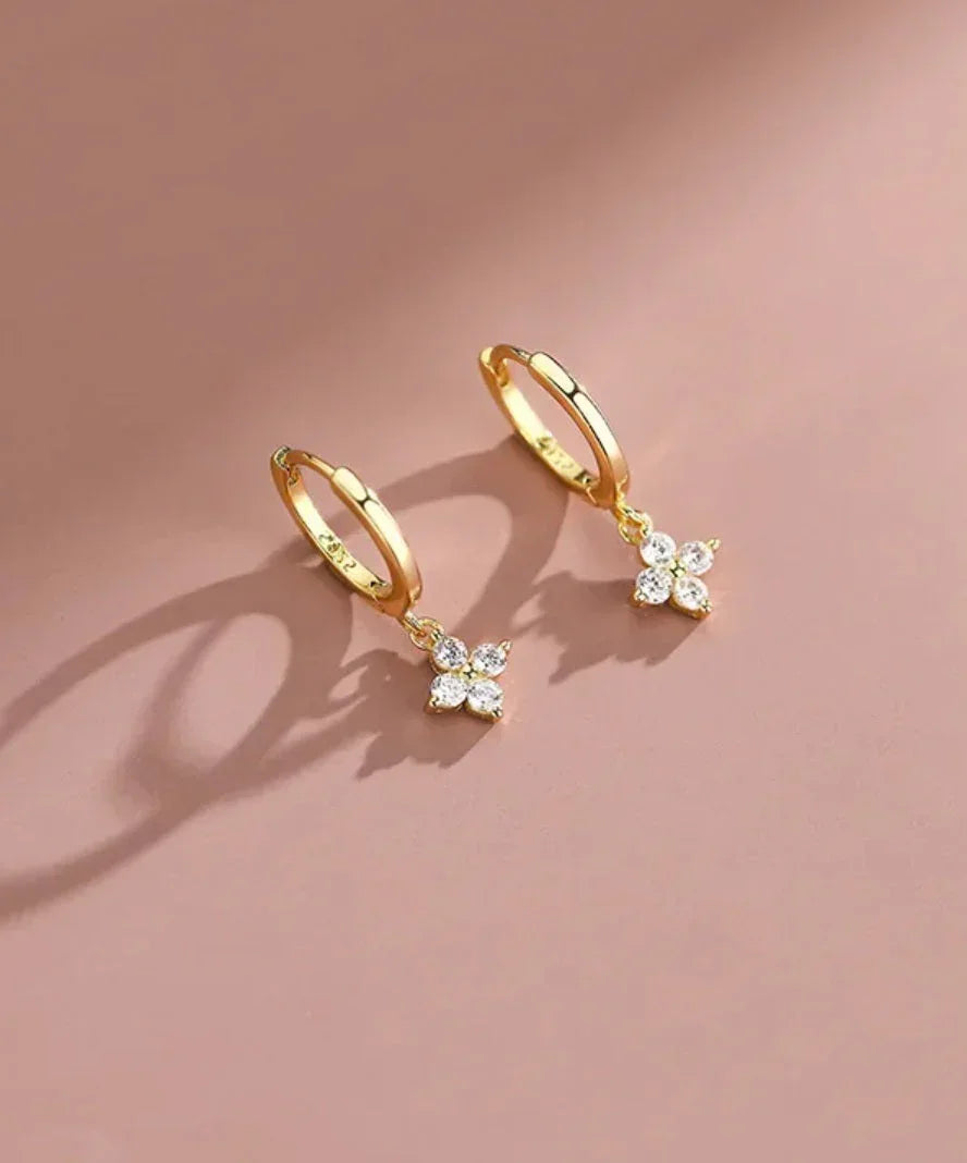 Ohrringe aus 925er Sterling-Silber, vierblättrige Blume