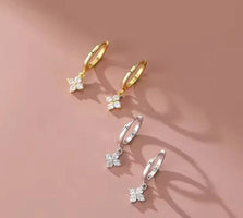 Ohrringe aus 925er Sterling-Silber, vierblättrige Blume