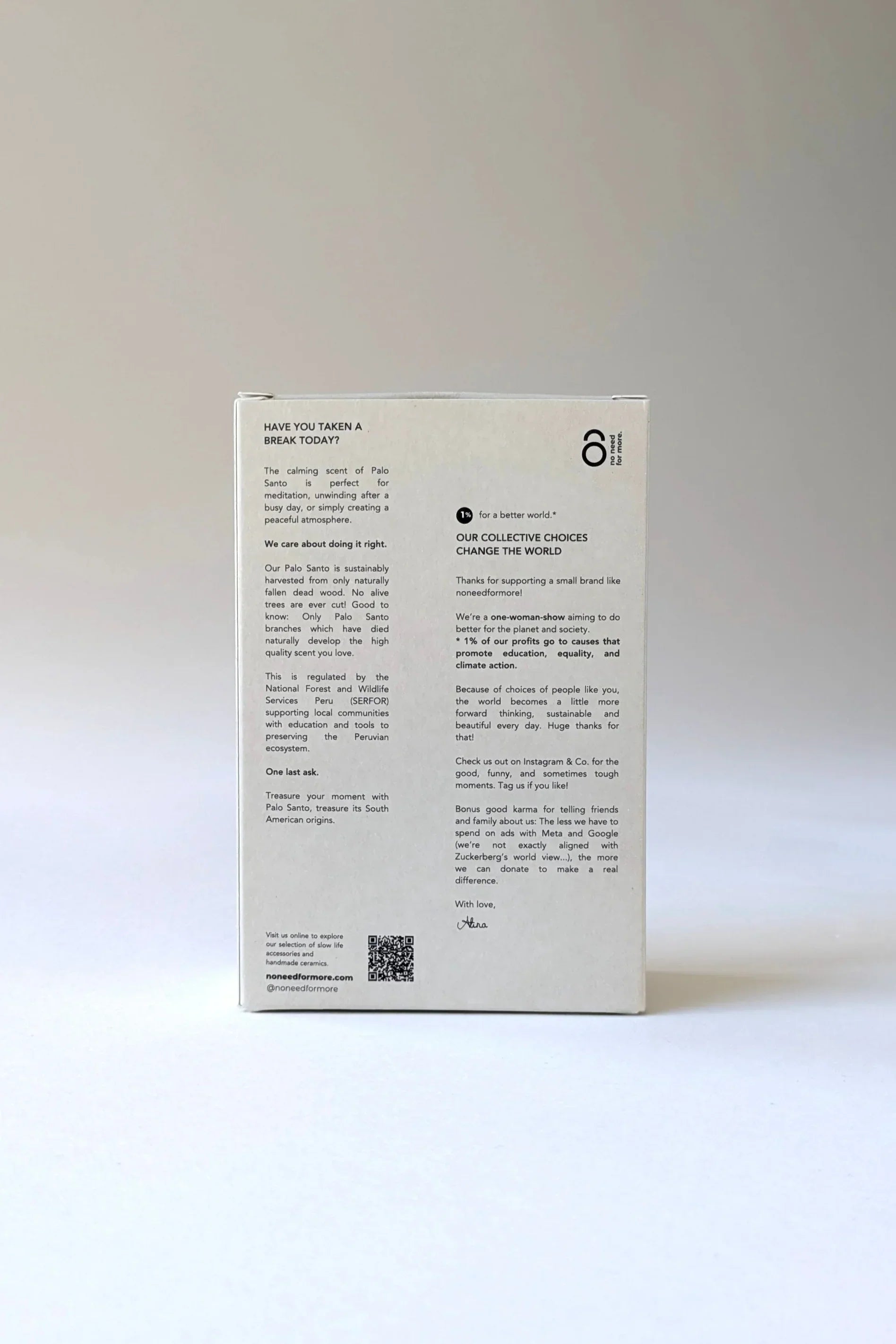 no need for more - Natürliches Holz Räucherwerk - "Palo Santo"