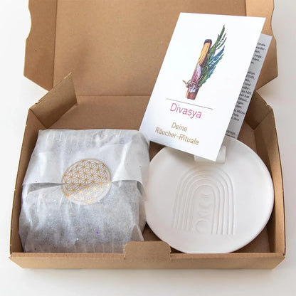 Weißer Salbei räuchern | Räucherbündel Starter Set | mit Räucherschale