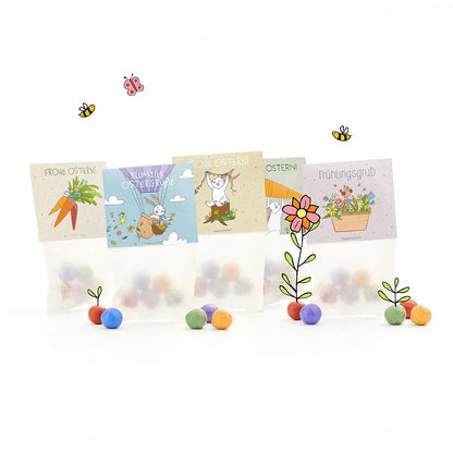 10x5 Blumenmurmeln im Tütchen – Osterdesign