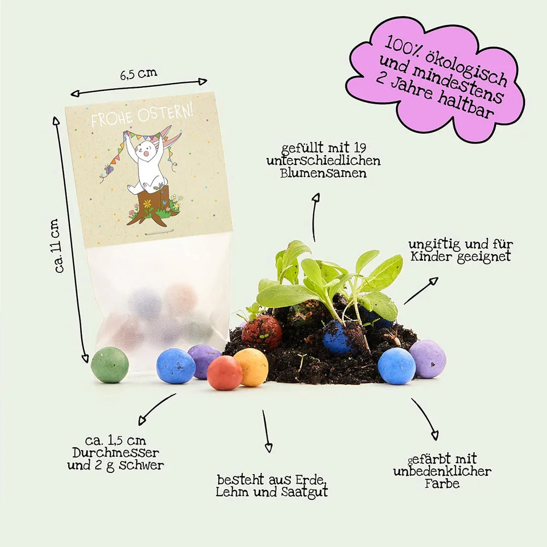 10x5 Blumenmurmeln im Tütchen "Osterhase"