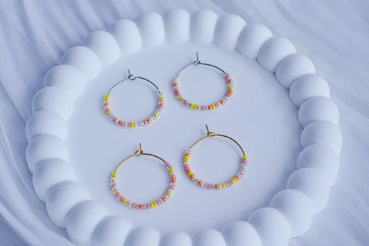 Creolen mit Perlen - Pink Lemonade