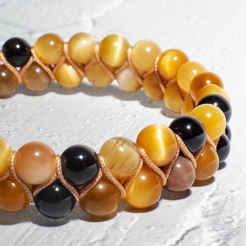 PERLENARMBAND ONYX & ACHAT 6MM