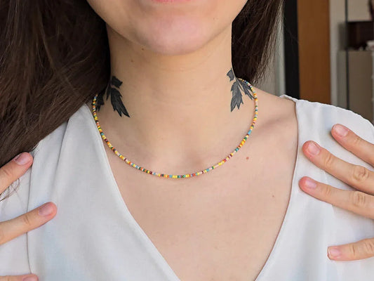 Perlenkette Regenbogen Boho