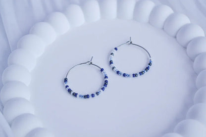 Creolen mit Perlen - Blautöne