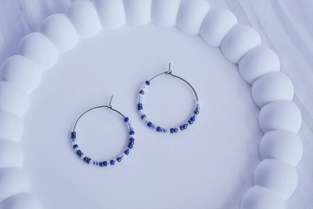 Creolen mit Perlen - Blautöne