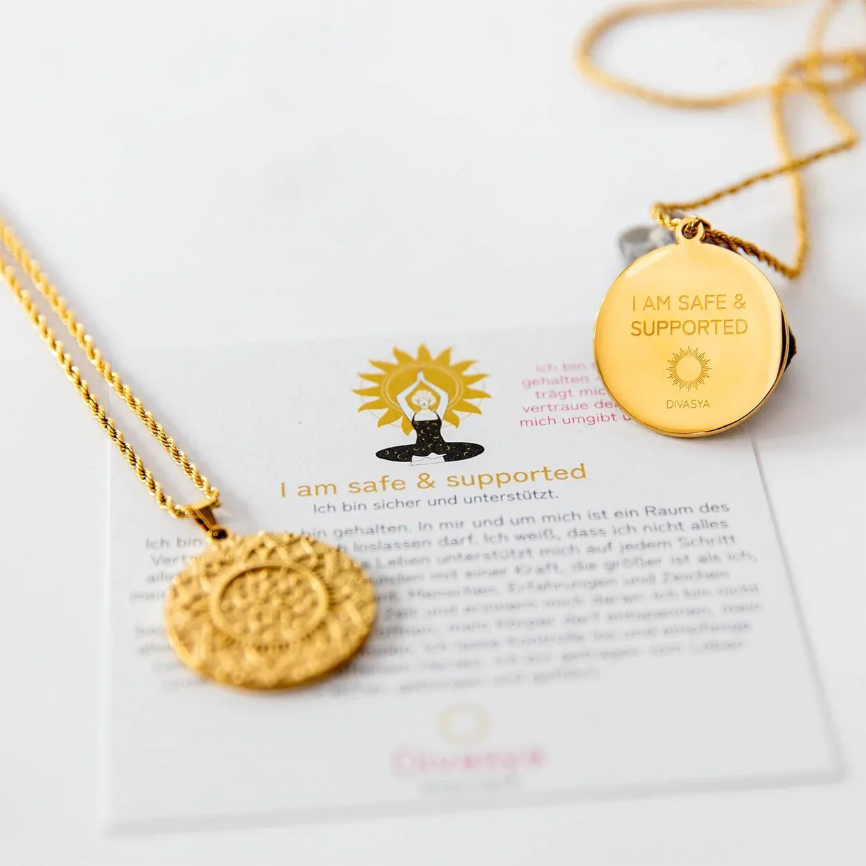 Kette mit Anhänger Mandala | vergoldet | I am safe & supported