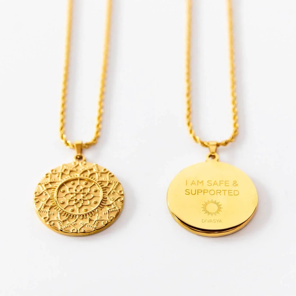 Kette mit Anhänger Mandala | vergoldet | I am safe & supported