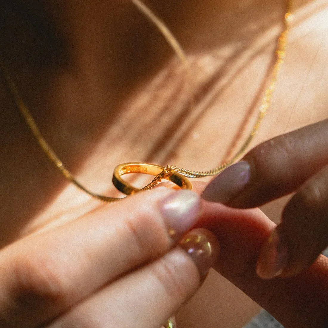 Kette mit Ring | vergoldet | Be here right now