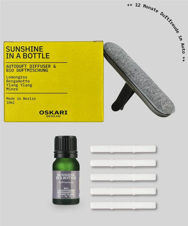 Oskari - Autoduft Set „Sunshine in a Bottle“ – Sonnige Frische für gute Laune unterwegs