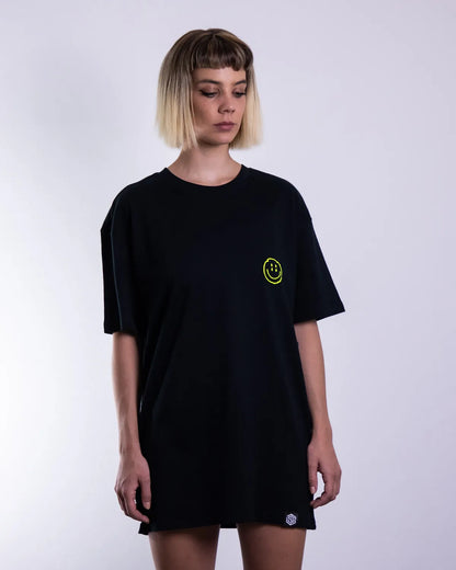 Distorted Smile - Neon Flock T-Shirt (unisex, schwarz)