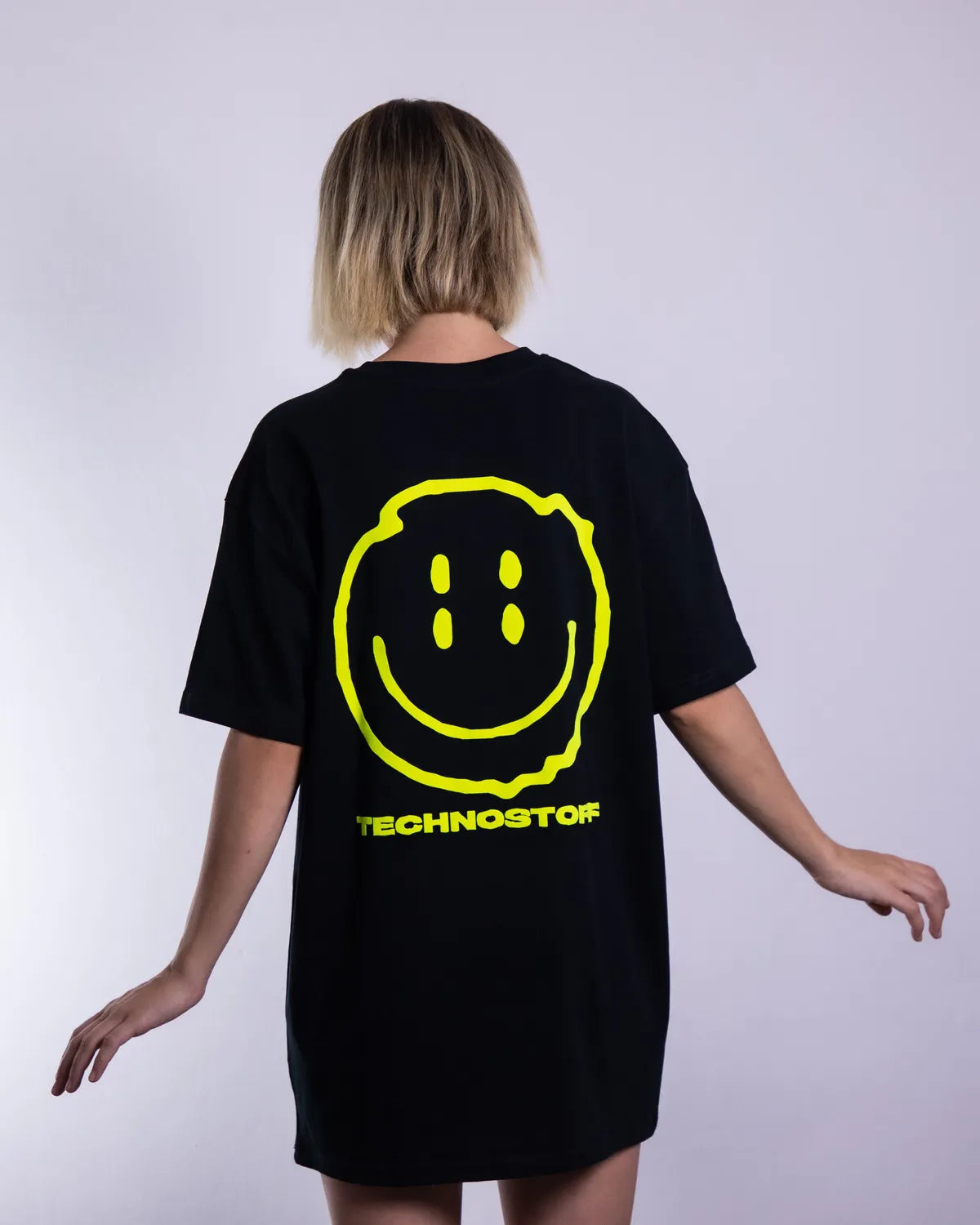 Distorted Smile - Neon Flock T-Shirt (unisex, schwarz)