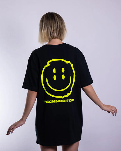 Distorted Smile - Neon Flock T-Shirt (unisex, schwarz)