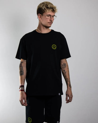 Distorted Smile - Neon Flock T-Shirt (unisex, schwarz)