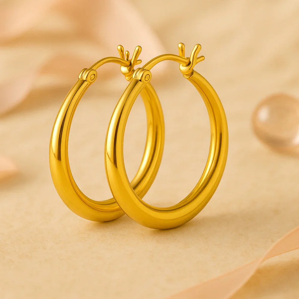 Ohrringe aus 925er Sterling-Silber, vergoldete Creolen, verschiedene Größen