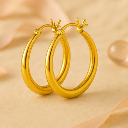 Ohrringe aus 925er Sterling-Silber, vergoldete Creolen, verschiedene Größen