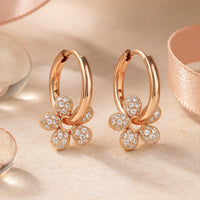 Ohrringe aus 925er Sterling-Silber, hängendes Blümchen mit Zirkonia