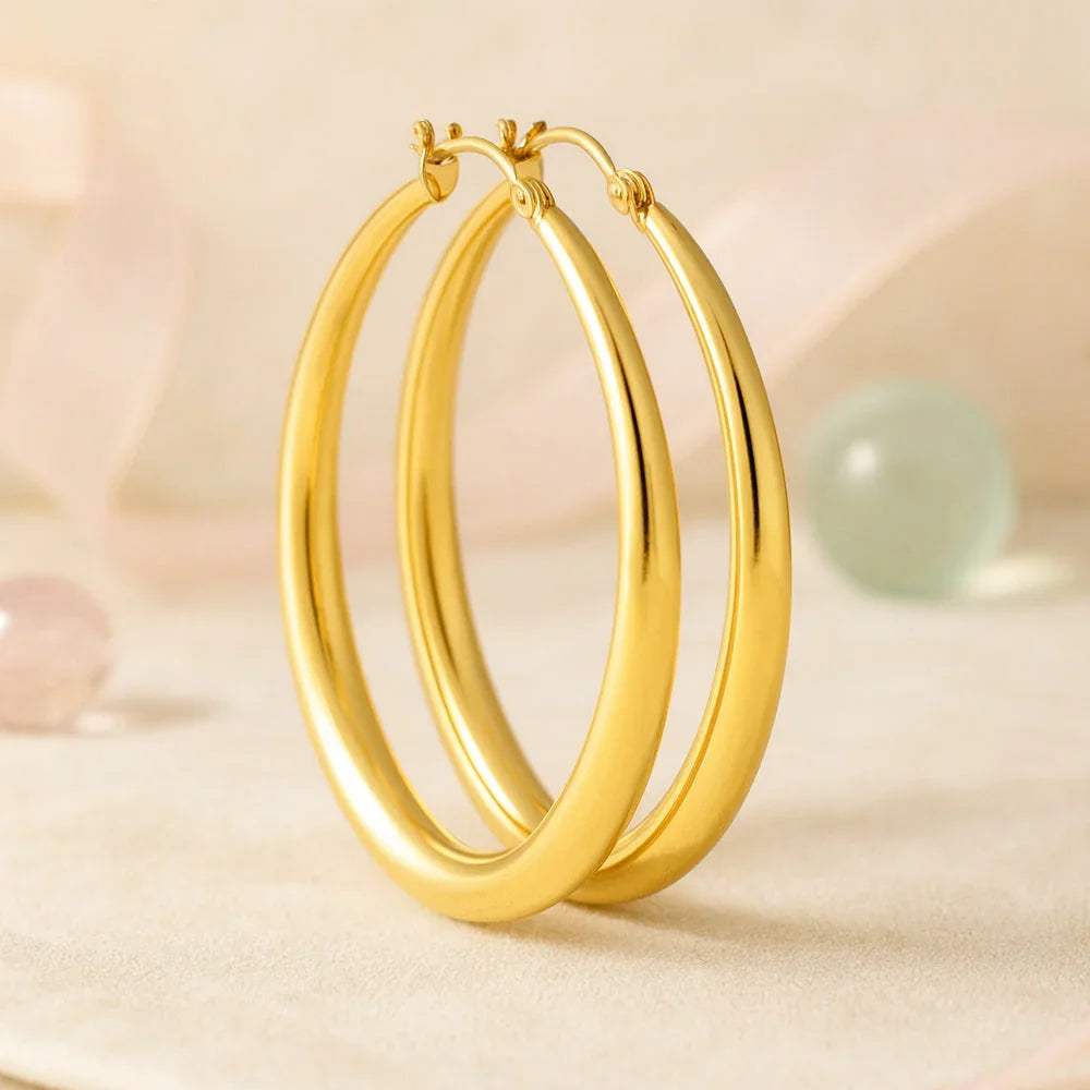 Ohrringe aus 925er Sterling-Silber, vergoldete Creolen, verschiedene Größen