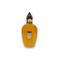 Luxuriöser Parfumflakon in Goldgelb mit goldener Verschlusskappe und Emblem, Aufschrift Erba Gold.