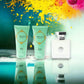 Versense Duftset mit Eau de Toilette, Body Lotion und Duschgel vor buntem Hintergrund