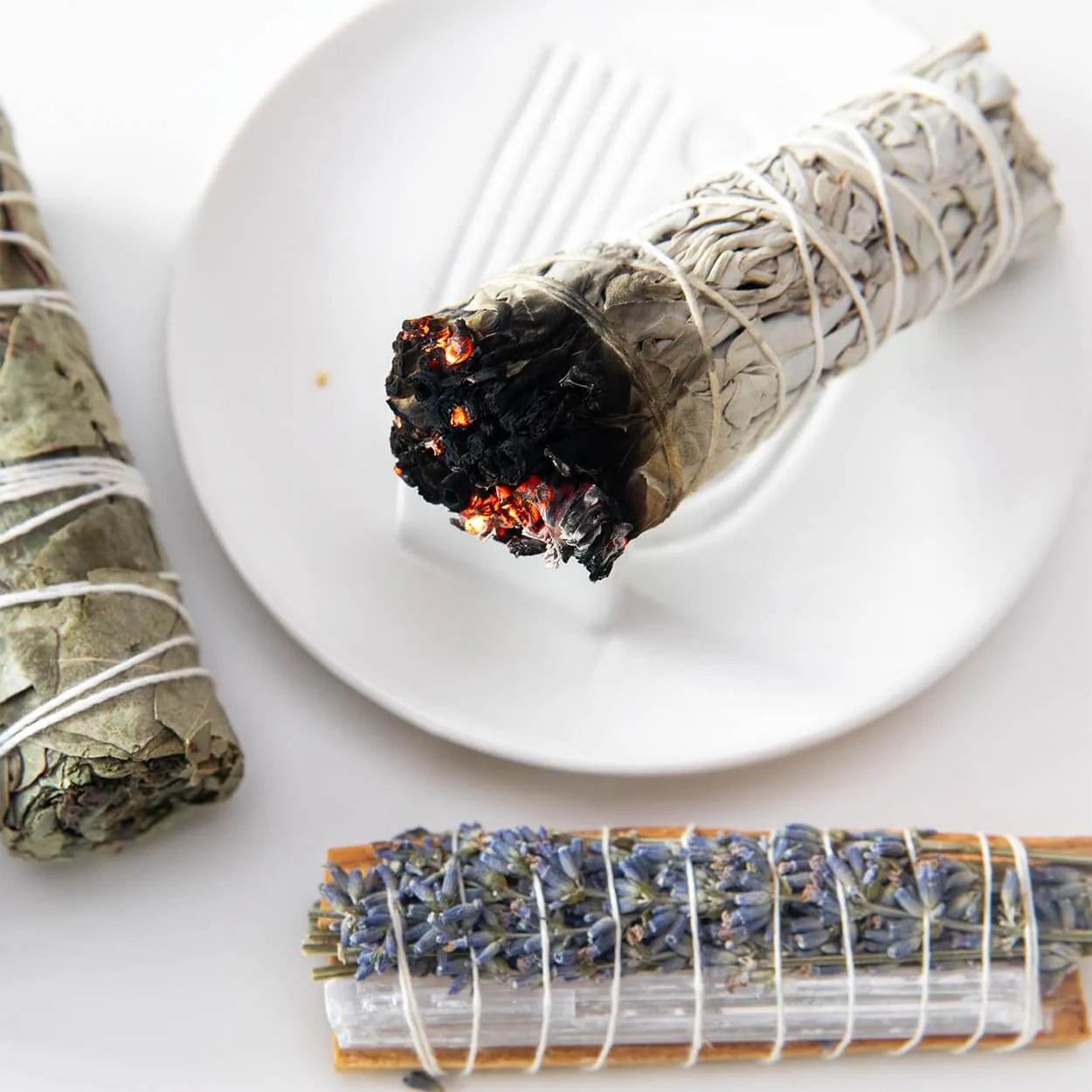 Weißer Salbei räuchern | Räucherbündel Starter Set | mit Räucherschale