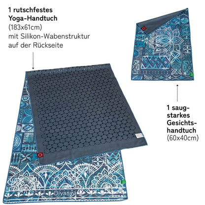 Yoga Handtuch rutschfest aus recycelter Mikrofaser & Silikon-Struktur auf der Unterseite