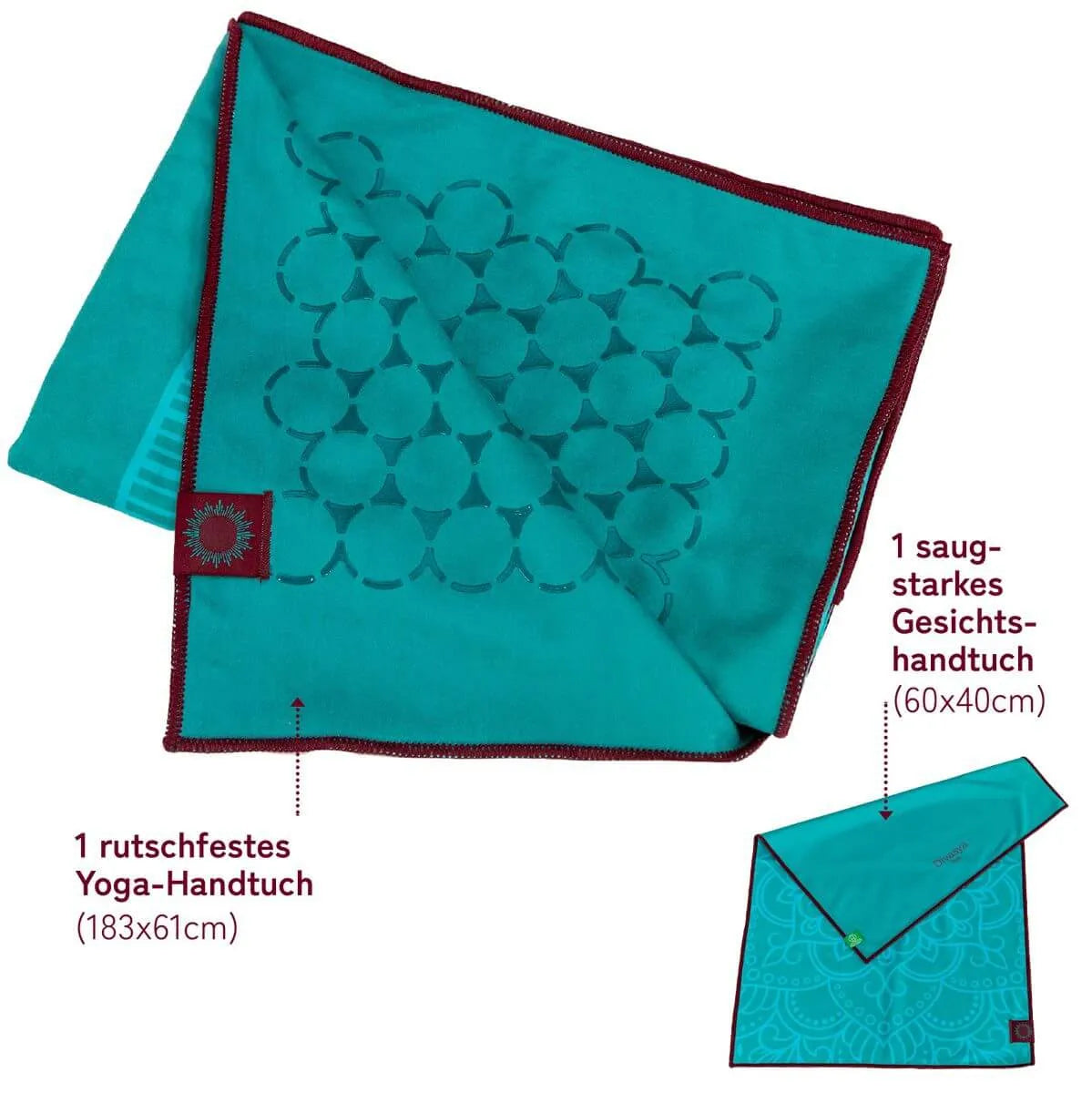 Yoga Handtuch rutschfest aus recycelter Mikrofaser & Silikon-Struktur auf der Unterseite