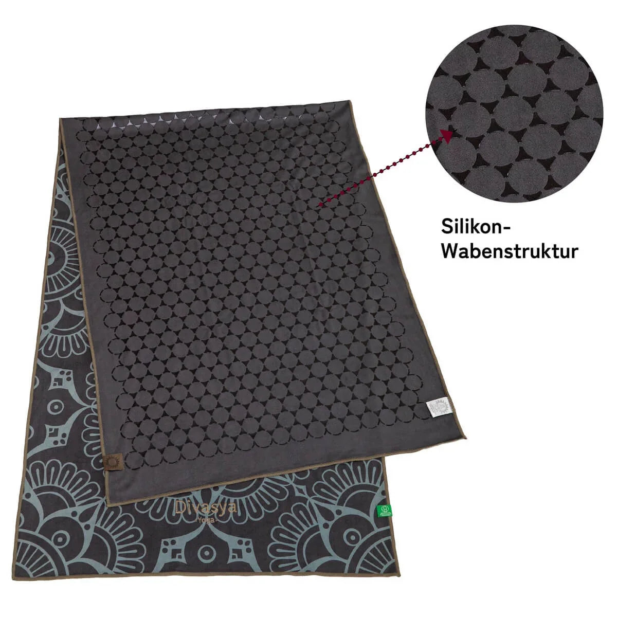 Yoga Handtuch rutschfest aus recycelter Mikrofaser & Silikon-Struktur auf der Unterseite