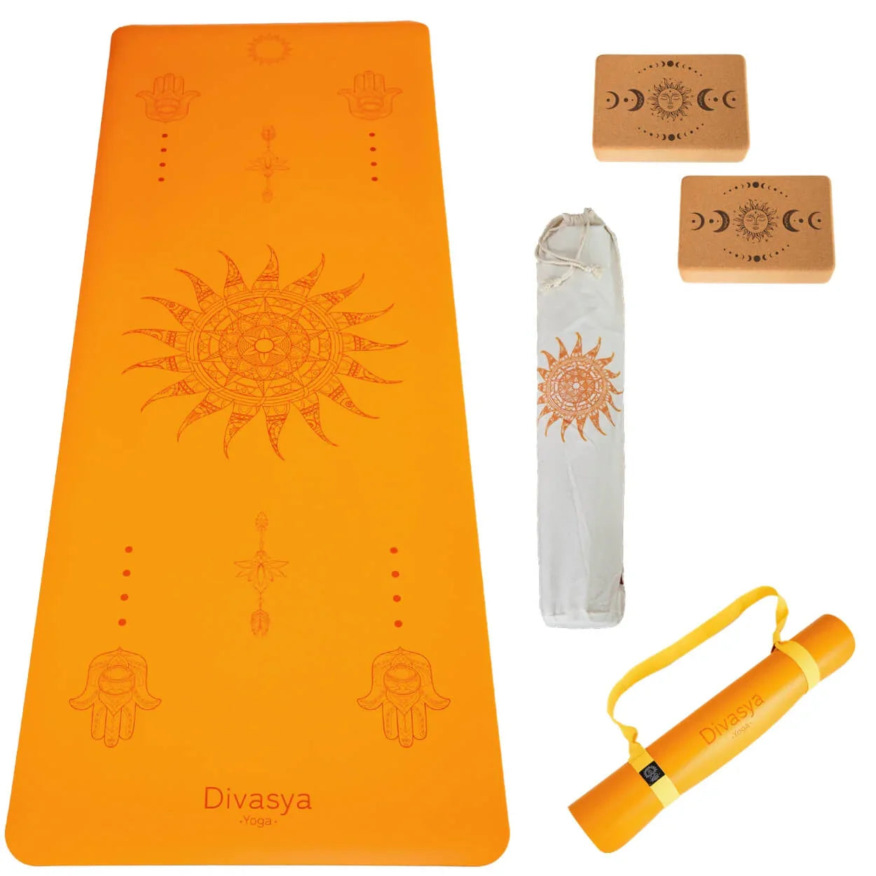 Yoga Set STARTER: Eco-PU Yogamatte mit 2x Yogablock, Tragegurt, Schutzhülle