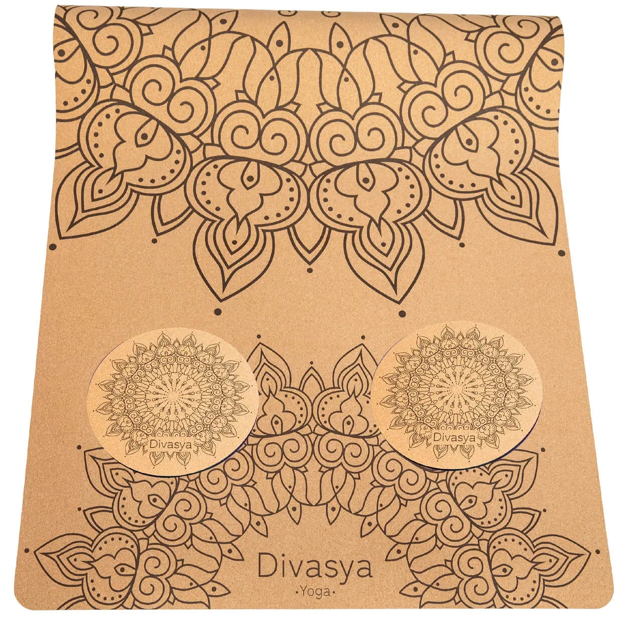 Yoga Set KOMFORT: Kork Yogamatte mit Yoga Knie Pads