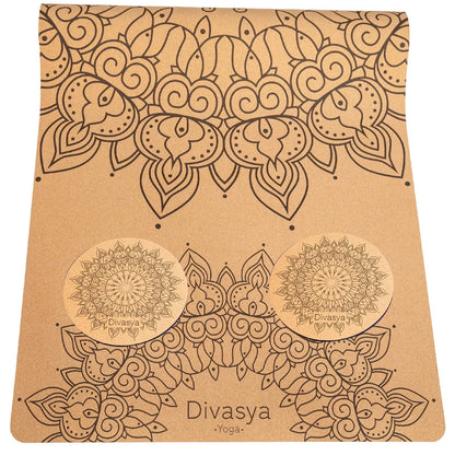 Yoga Set KOMFORT: Kork Yogamatte mit Yoga Knie Pads