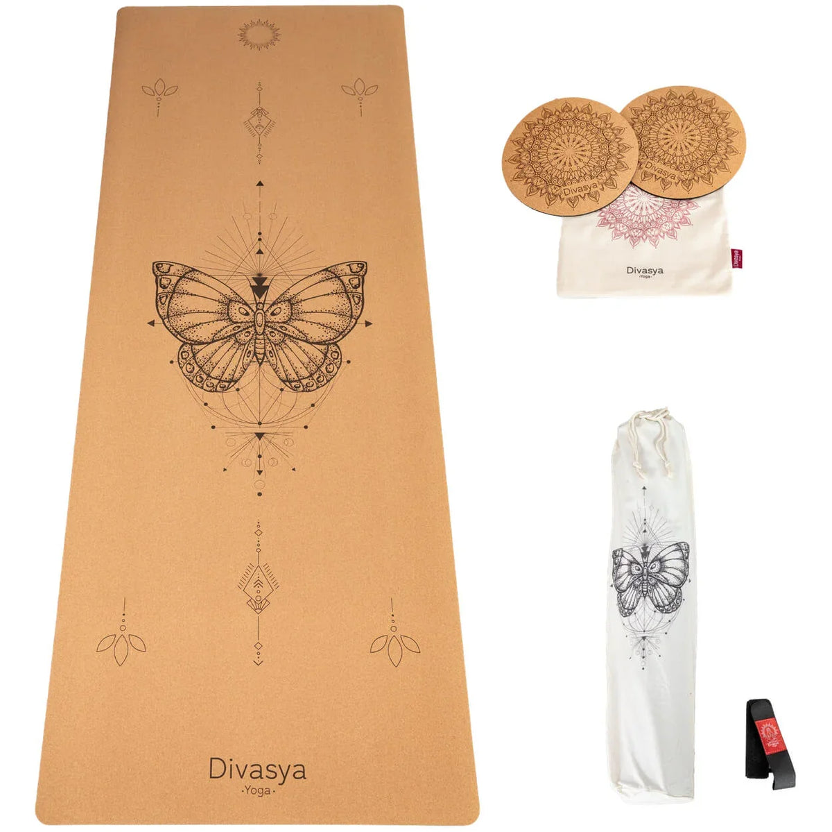 Yoga Set KOMFORT: Kork Yogamatte mit Yoga Knie Pads