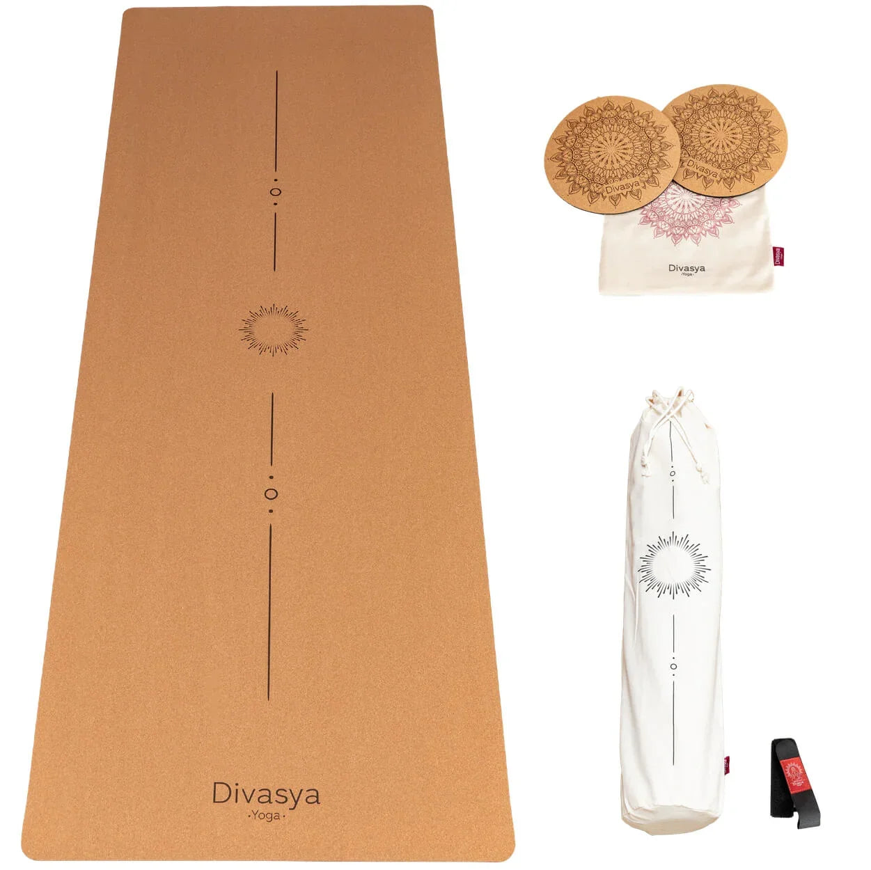 Yoga Set KOMFORT: Kork Yogamatte mit Yoga Knie Pads